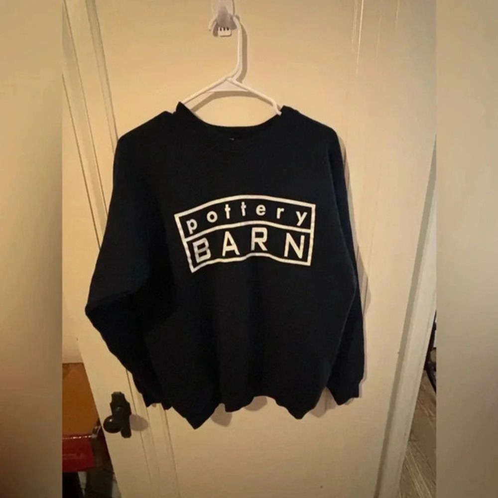 Fruit of a loom crewneck, black sweater pottery barn on the front Extra large.